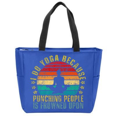 I Do Yoga Because Punching People Is Frowned Upon Retro Cute Gift Zip Tote Bag
