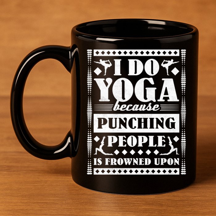 I Do Yoga Because Punching People Is Frowned Upon Gift 11oz C Handle Ceramic Mug