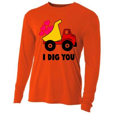 I Dig You Construction Dumping Dump Truck Valentines Day Great Gift Cooling Performance Long Sleeve Crew