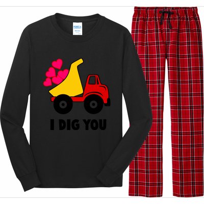 I Dig You Construction Dumping Dump Truck Valentines Day Great Gift Long Sleeve Pajama Set