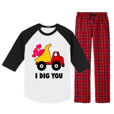 I Dig You Construction Dumping Dump Truck Valentines Day Great Gift Raglan Sleeve Pajama Set