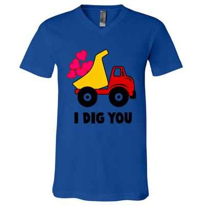 I Dig You Construction Dumping Dump Truck Valentines Day Great Gift V-Neck T-Shirt