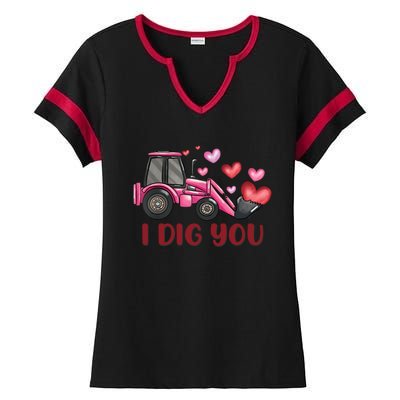 I Dig You Construction Truck Valentines Day Gift Ladies Halftime Notch Neck Tee