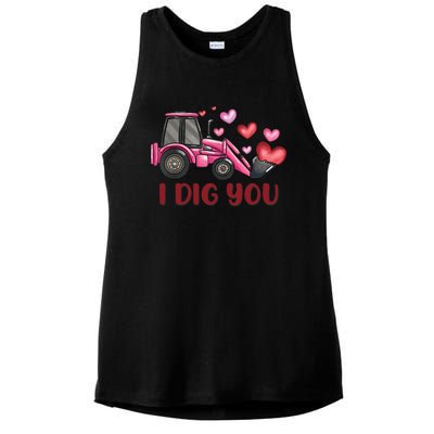 I Dig You Construction Truck Valentines Day Gift Ladies PosiCharge Tri-Blend Wicking Tank