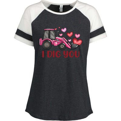 I Dig You Construction Truck Valentines Day Gift Enza Ladies Jersey Colorblock Tee