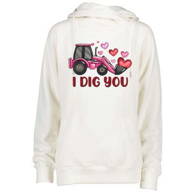 I Dig You Construction Truck Valentines Day Gift Womens Funnel Neck Pullover Hood