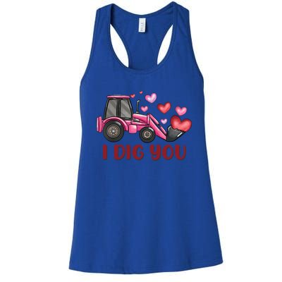 I Dig You Construction Truck Valentines Day Gift Women's Racerback Tank