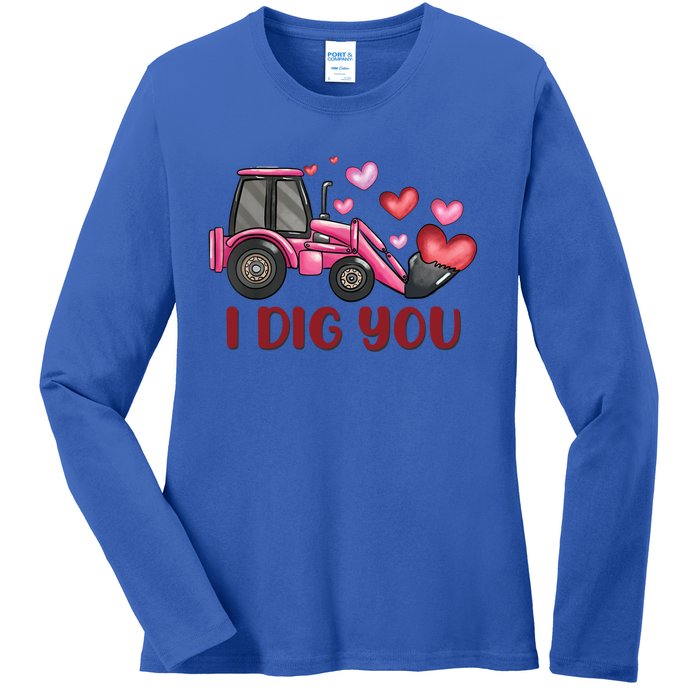 I Dig You Construction Truck Valentines Day Gift Ladies Long Sleeve Shirt