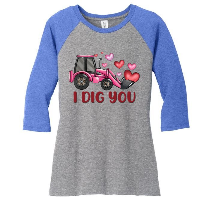 I Dig You Construction Truck Valentines Day Gift Women's Tri-Blend 3/4-Sleeve Raglan Shirt