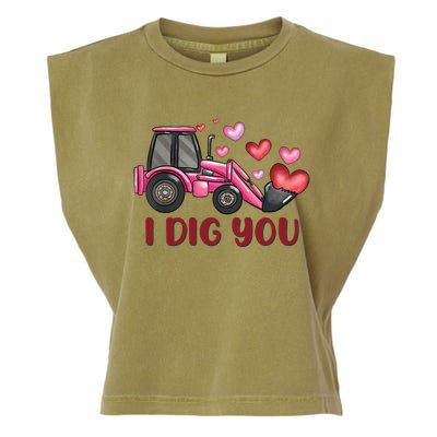 I Dig You Construction Truck Valentines Day Gift Garment-Dyed Women's Muscle Tee