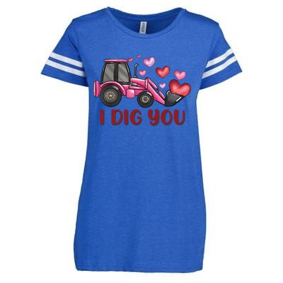 I Dig You Construction Truck Valentines Day Gift Enza Ladies Jersey Football T-Shirt