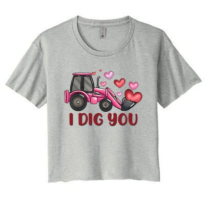 I Dig You Construction Truck Valentines Day Gift Women's Crop Top Tee