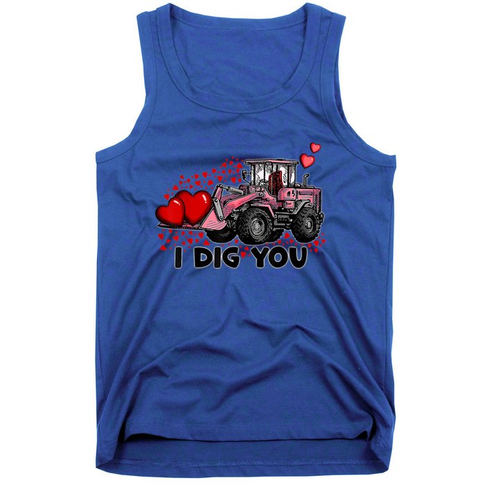 I Dig You Excavator Valentines Day Hearts Love Cool Gift Tank Top