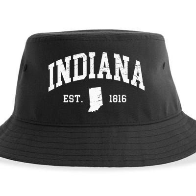 Indiana Est. 1816 Distressed Worn Design Classic Sustainable Bucket Hat