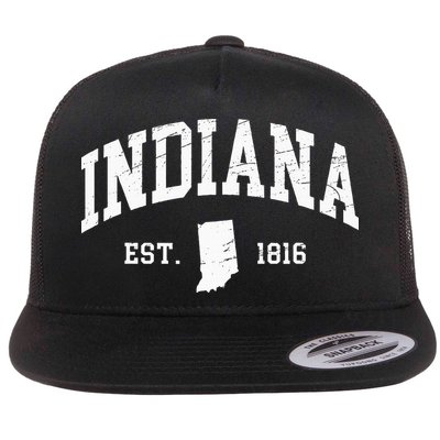 Indiana Est. 1816 Distressed Worn Design Classic Flat Bill Trucker Hat