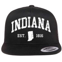 Indiana Est. 1816 Distressed Worn Design Classic Flat Bill Trucker Hat