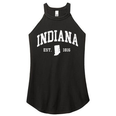 Indiana Est. 1816 Distressed Worn Design Classic Women's Perfect Tri Rocker Tank