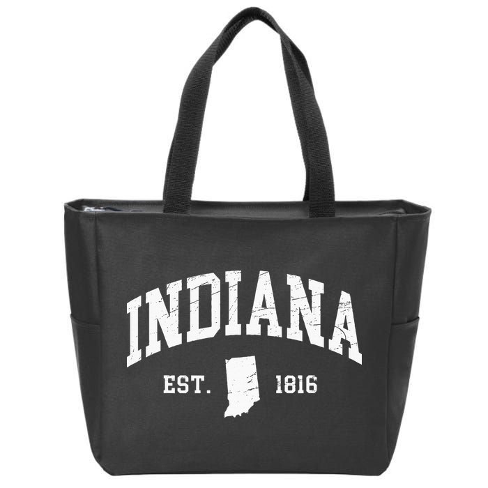 Indiana Est. 1816 Distressed Worn Design Classic Zip Tote Bag