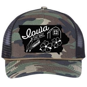 Iowa Est 1846 Iowa Map Iowa Lover Heaven Country Retro Rope Trucker Hat Cap