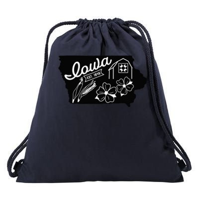 Iowa Est 1846 Iowa Map Iowa Lover Heaven Country Drawstring Bag