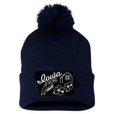 Iowa Est 1846 Iowa Map Iowa Lover Heaven Country Pom Pom 12in Knit Beanie