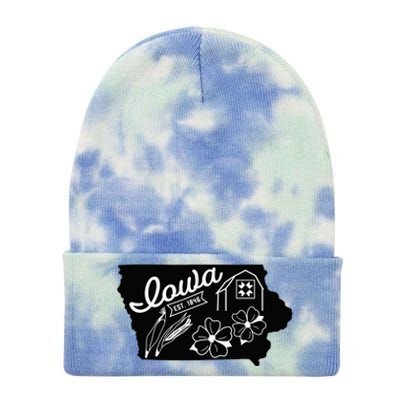 Iowa Est 1846 Iowa Map Iowa Lover Heaven Country Tie Dye 12in Knit Beanie