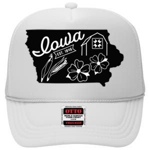 Iowa Est 1846 Iowa Map Iowa Lover Heaven Country High Crown Mesh Back Trucker Hat