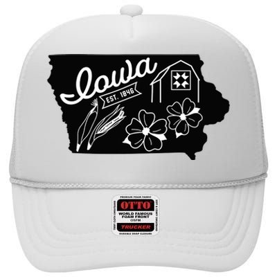 Iowa Est 1846 Iowa Map Iowa Lover Heaven Country High Crown Mesh Back Trucker Hat