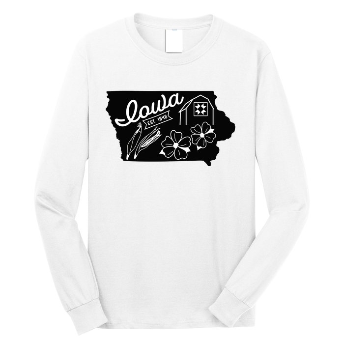 Iowa Est 1846 Iowa Map Iowa Lover Heaven Country Long Sleeve Shirt