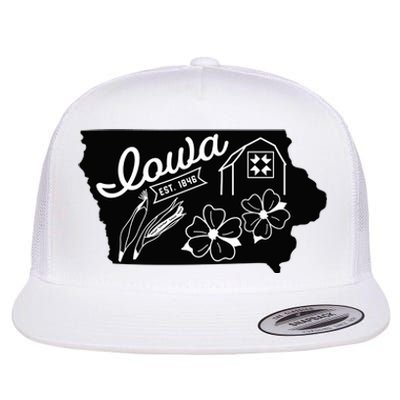 Iowa Est 1846 Iowa Map Iowa Lover Heaven Country Flat Bill Trucker Hat