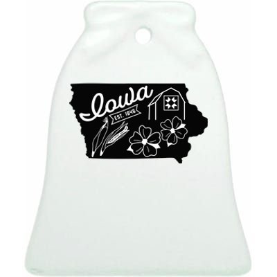 Iowa Est 1846 Iowa Map Iowa Lover Heaven Country Ceramic Bell Ornament