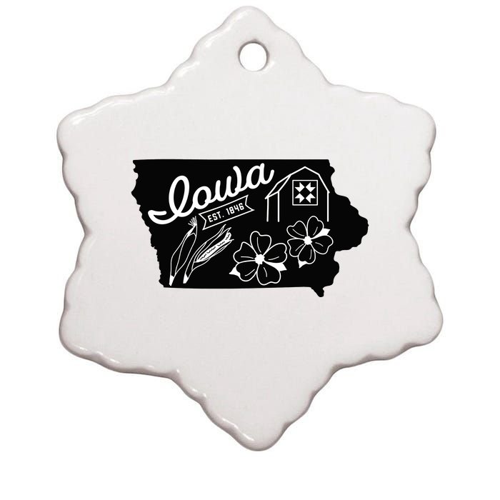 Iowa Est 1846 Iowa Map Iowa Lover Heaven Country Ceramic Star Ornament