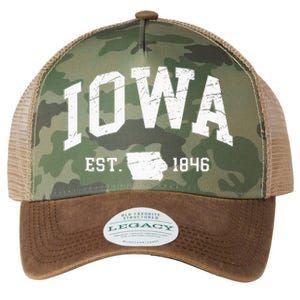 Iowa Est. 1846 Distressed Worn Design Classic Legacy Tie Dye Trucker Hat