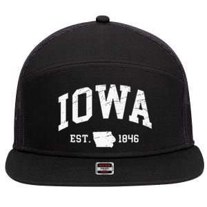 Iowa Est. 1846 Distressed Worn Design Classic 7 Panel Mesh Trucker Snapback Hat