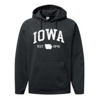 Iowa Est. 1846 Distressed Worn Design Classic Performance Fleece Hoodie