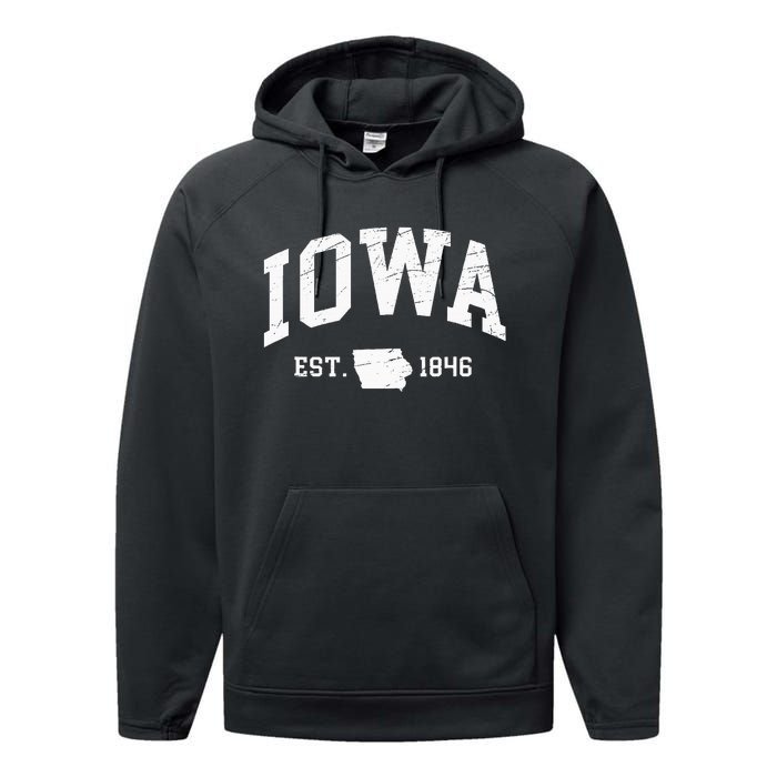 Iowa Est. 1846 Distressed Worn Design Classic Performance Fleece Hoodie