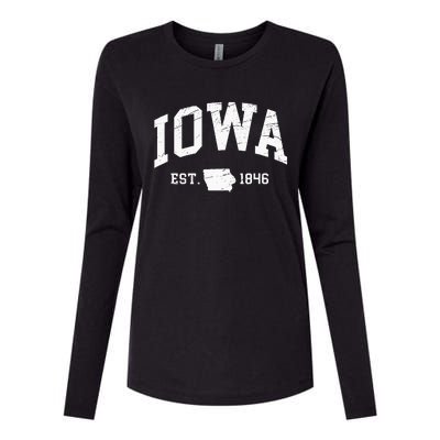 Iowa Est. 1846 Distressed Worn Design Classic Womens Cotton Relaxed Long Sleeve T-Shirt