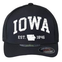 Iowa Est. 1846 Distressed Worn Design Classic Flexfit Unipanel Trucker Cap