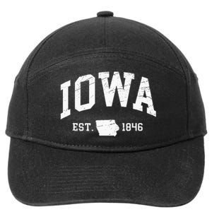 Iowa Est. 1846 Distressed Worn Design Classic 7-Panel Snapback Hat