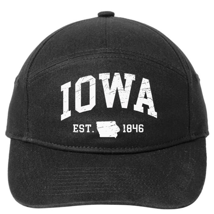 Iowa Est. 1846 Distressed Worn Design Classic 7-Panel Snapback Hat