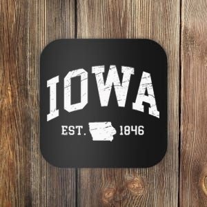 Iowa Est. 1846 Distressed Worn Design Classic Coaster