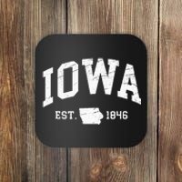 Iowa Est. 1846 Distressed Worn Design Classic Coaster