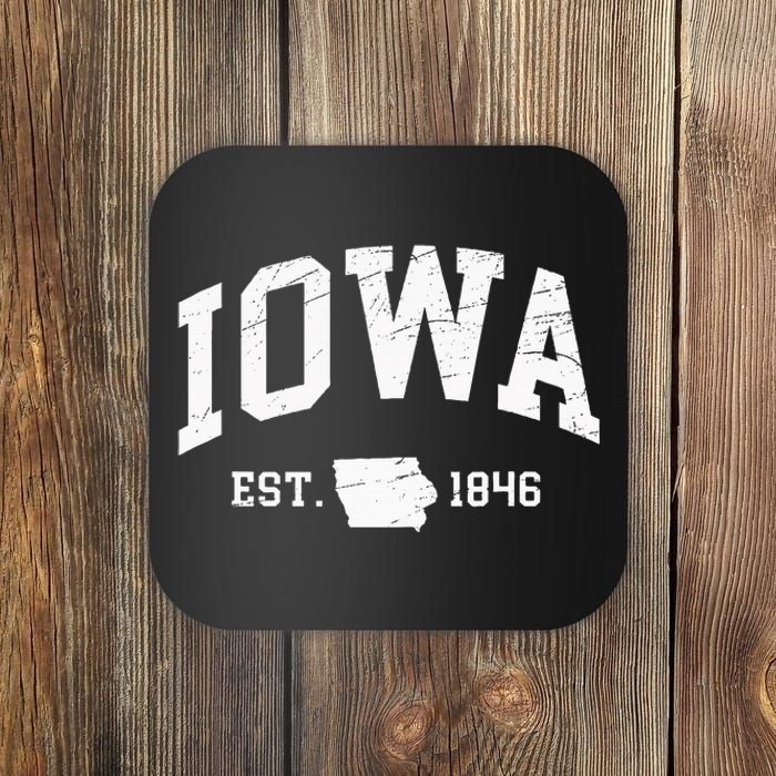 Iowa Est. 1846 Distressed Worn Design Classic Coaster