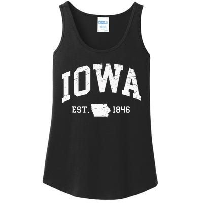 Iowa Est. 1846 Distressed Worn Design Classic Ladies Essential Tank