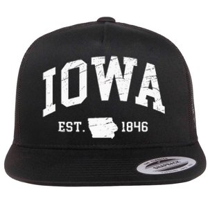 Iowa Est. 1846 Distressed Worn Design Classic Flat Bill Trucker Hat