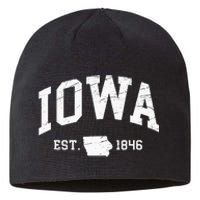 Iowa Est. 1846 Distressed Worn Design Classic Sustainable Beanie