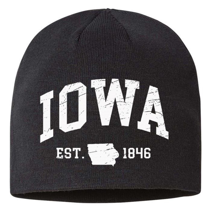 Iowa Est. 1846 Distressed Worn Design Classic Sustainable Beanie