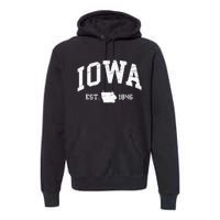 Iowa Est. 1846 Distressed Worn Design Classic Premium Hoodie