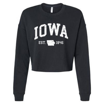 Iowa Est. 1846 Distressed Worn Design Classic Cropped Pullover Crew