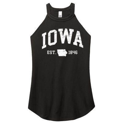 Iowa Est. 1846 Distressed Worn Design Classic Women’s Perfect Tri Rocker Tank